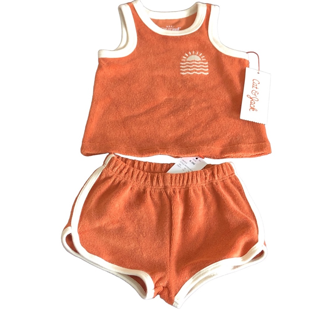 Baby GIRL Cat & Jack Orange Sun 2-Piece  Short Set Size 0-3 Months